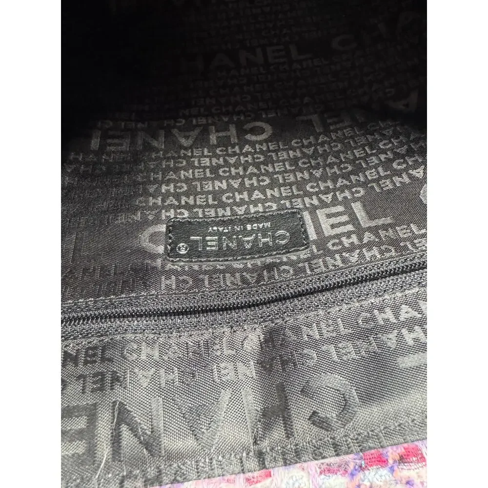 Chanel Lavender Tweed Camellia Large Flap Messenger Bag
